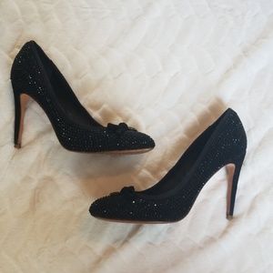 Tory Burch black sparkly pumps